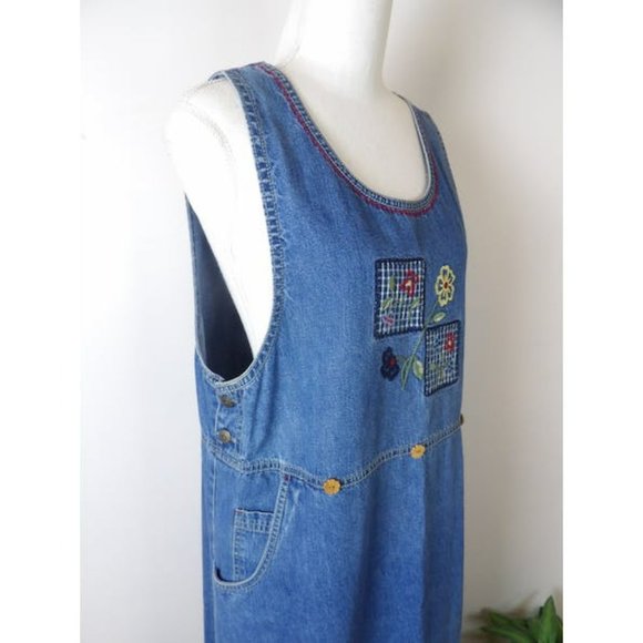 90s Vintage Blue Jean Denim Maxi Jumper / Size 8-10 - Picture 2 of 7